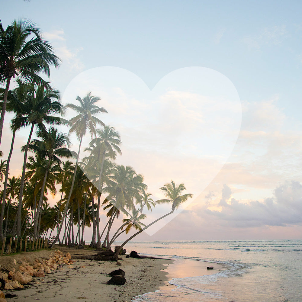 Image of Caribbean beach with love heart