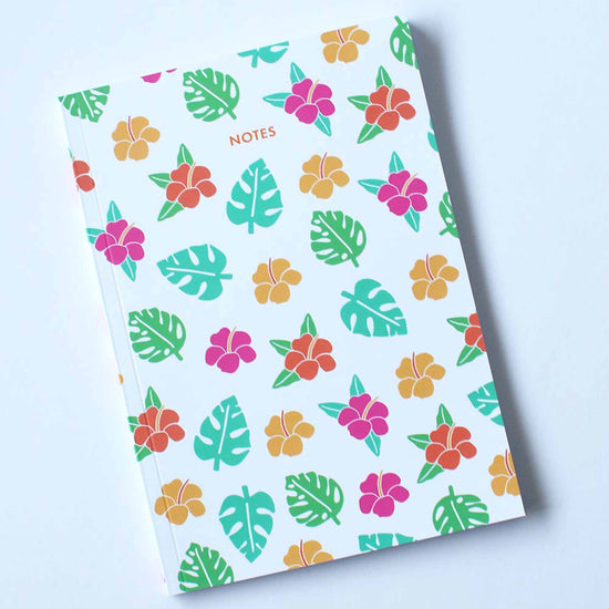 A5 Notebook - Monstera and Hibiscus