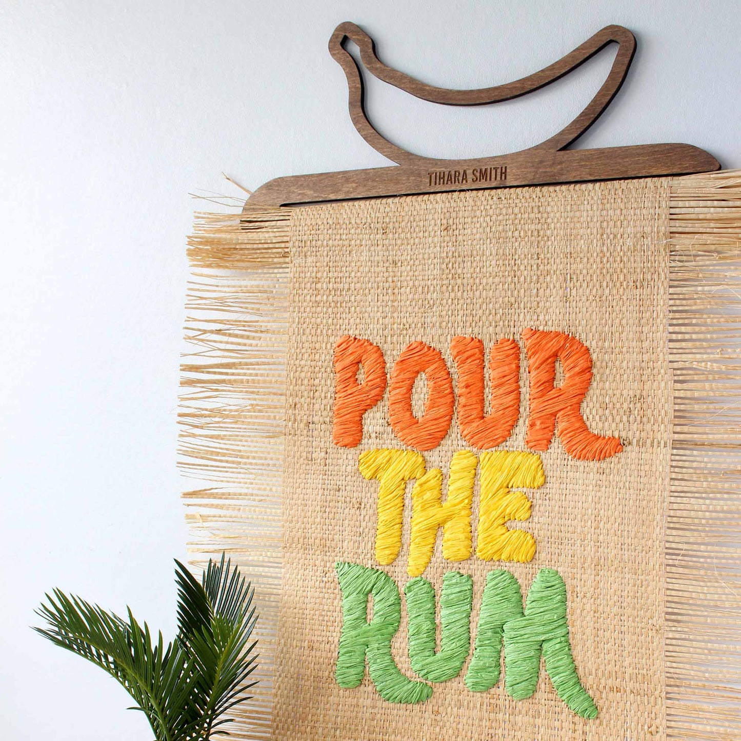 Pour the Rum Raffia Wall Hanging