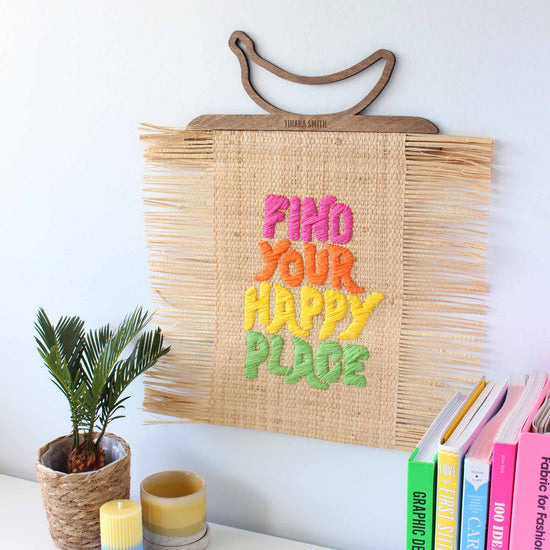 Find Your Happy Place Raffia Wall Hanging