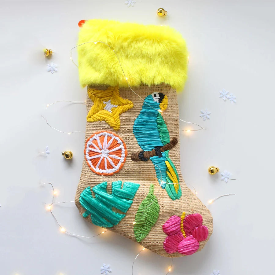 Christmas Stocking made with Raffia