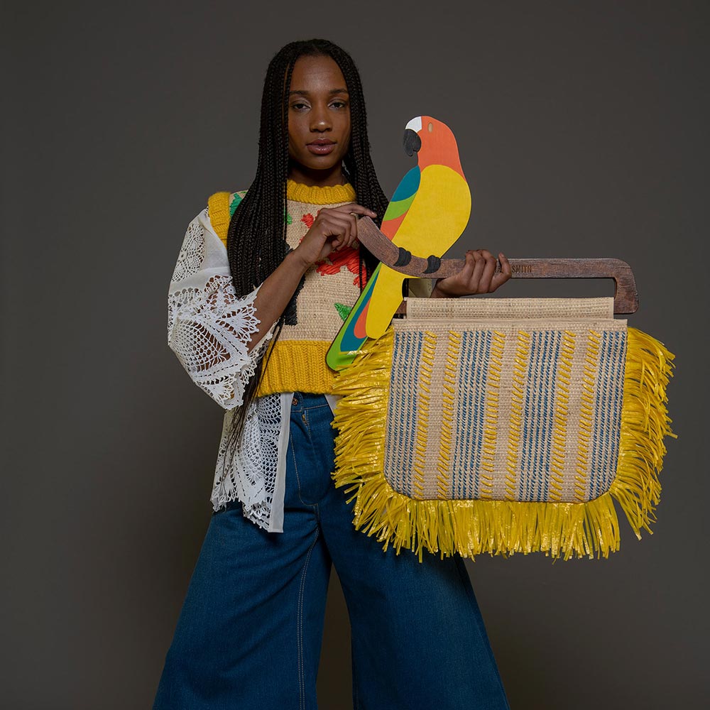 Tihara Smith - The Windrush Collection Parrot Raffia Bag