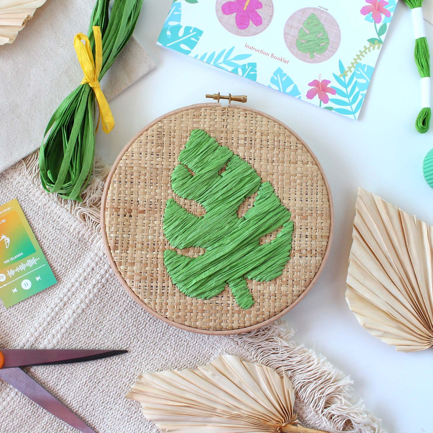 Raffia Embroidery Kit - Monstera