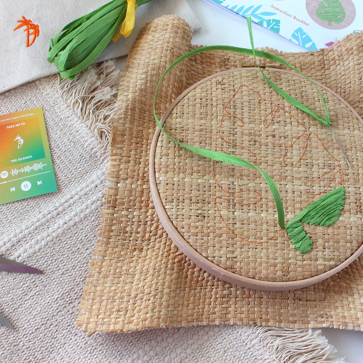 Raffia Embroidery Kit - Monstera