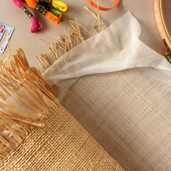 Natural Raffia Fabric - Embroidery Ready