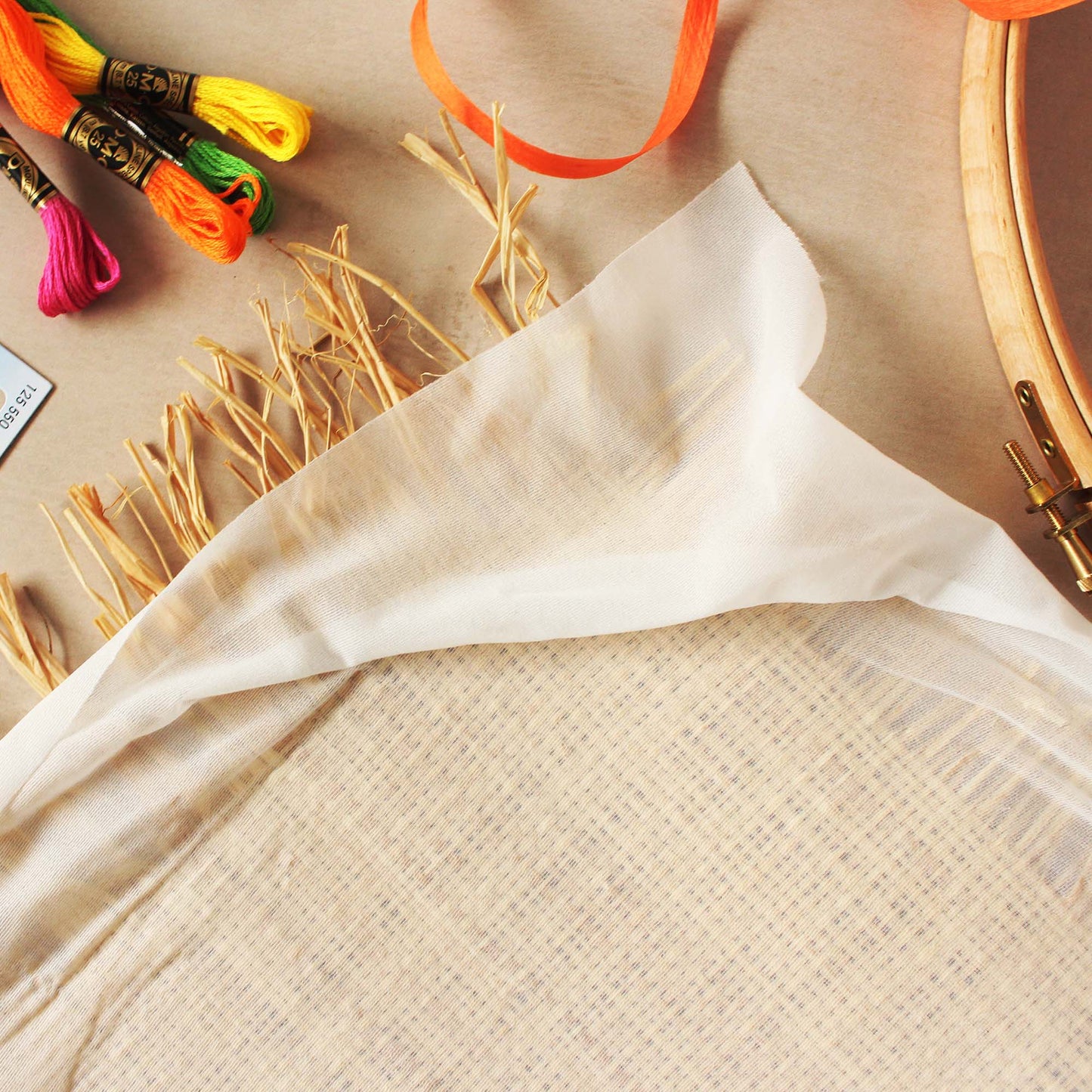 Natural Raffia Fabric - Embroidery Ready