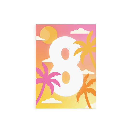 Palm Tree Sunset Eight Card
