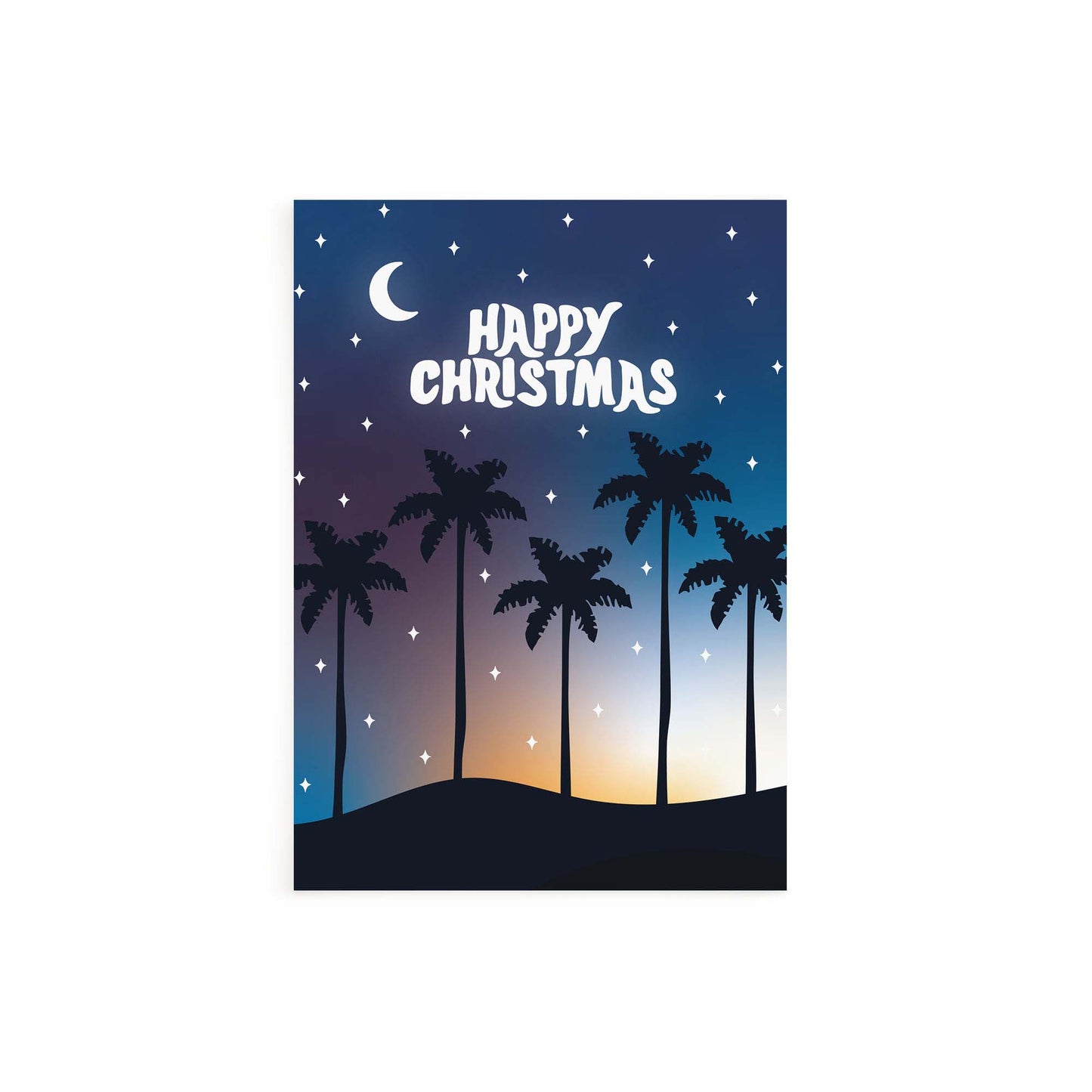 Christmas Palm Trees Night Card