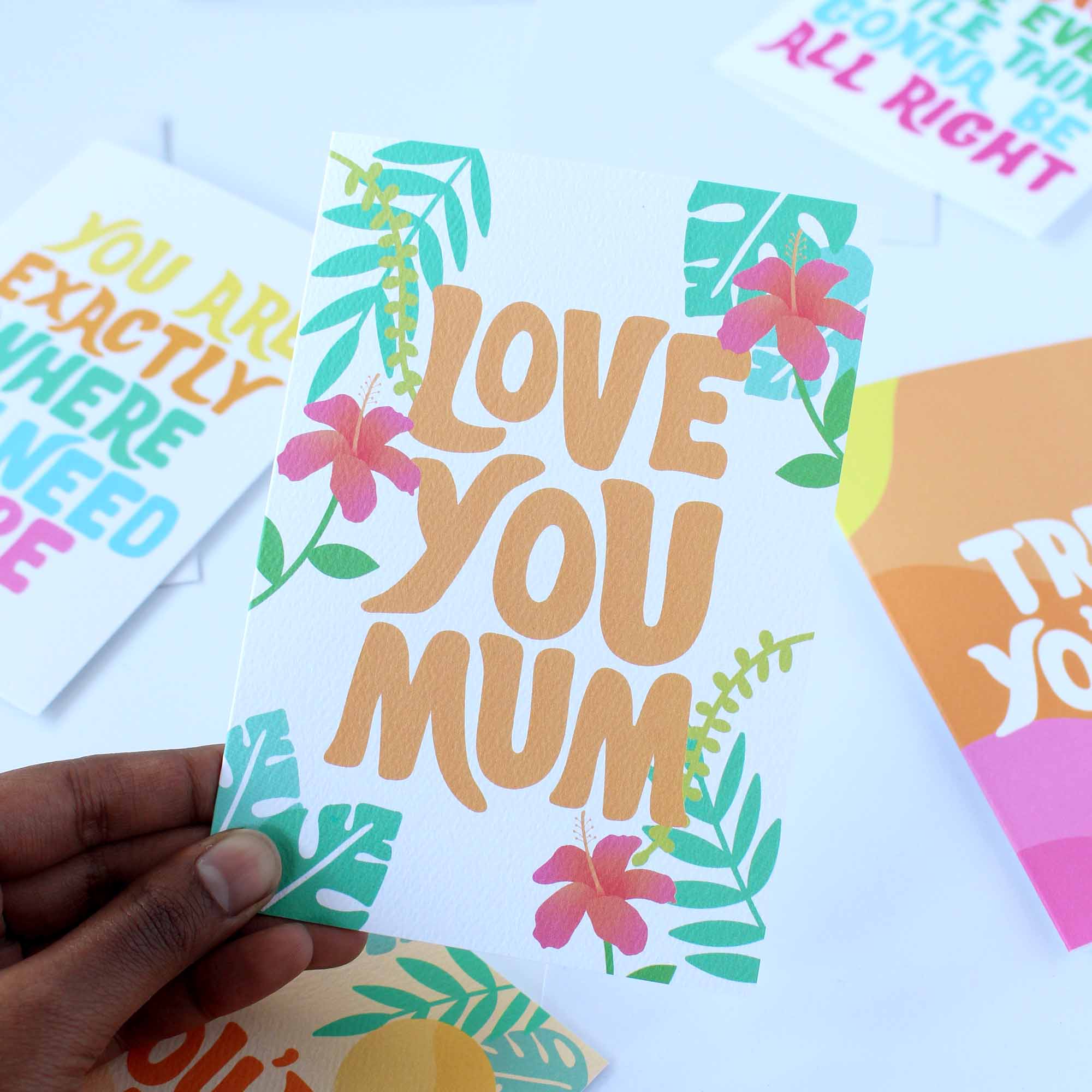 Love You Mum Greeting Card - Mother's Day Blank Greeting Card Online ...