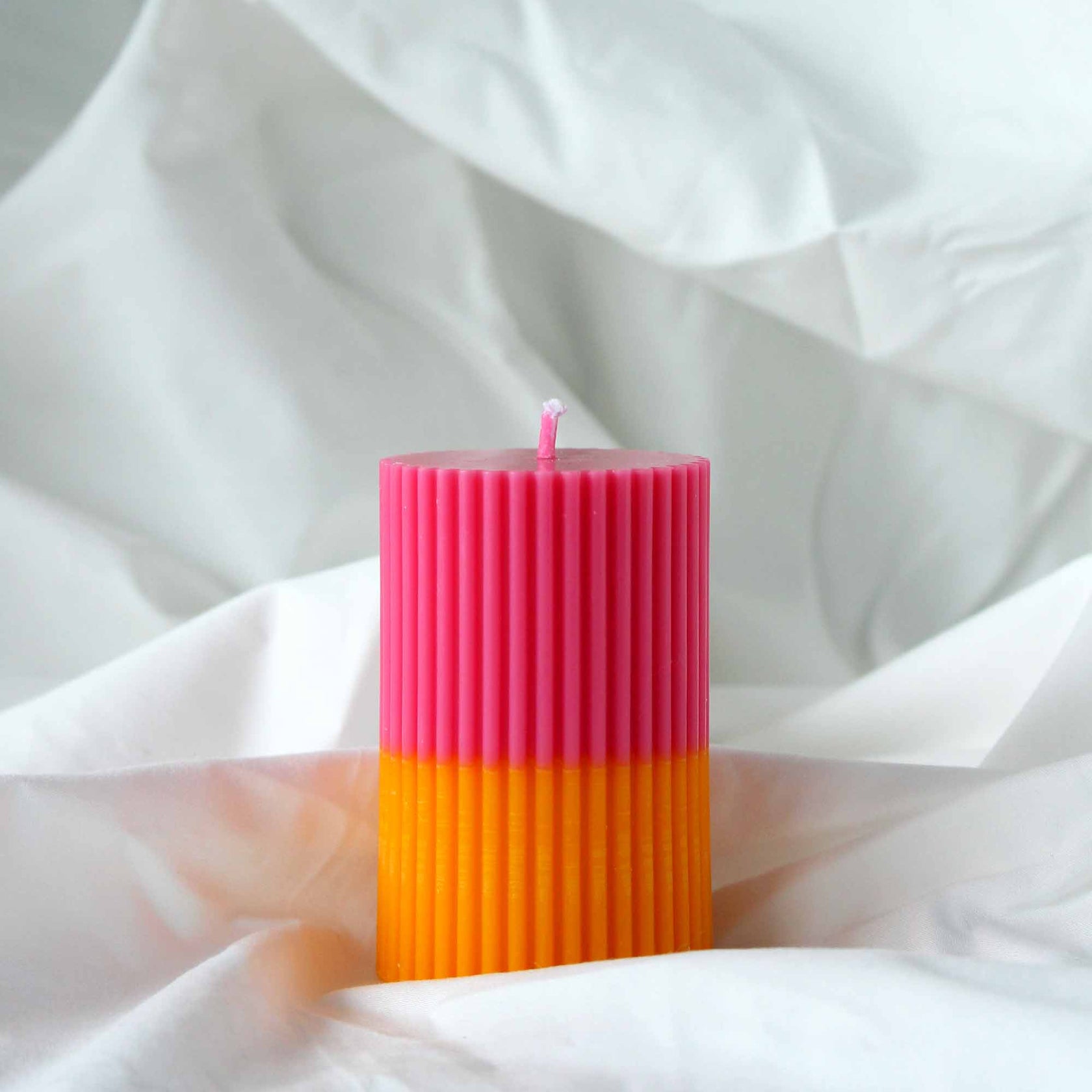 PLUMERIA Candle Colourful Pillar Candle Orange & Pink Soy Wax