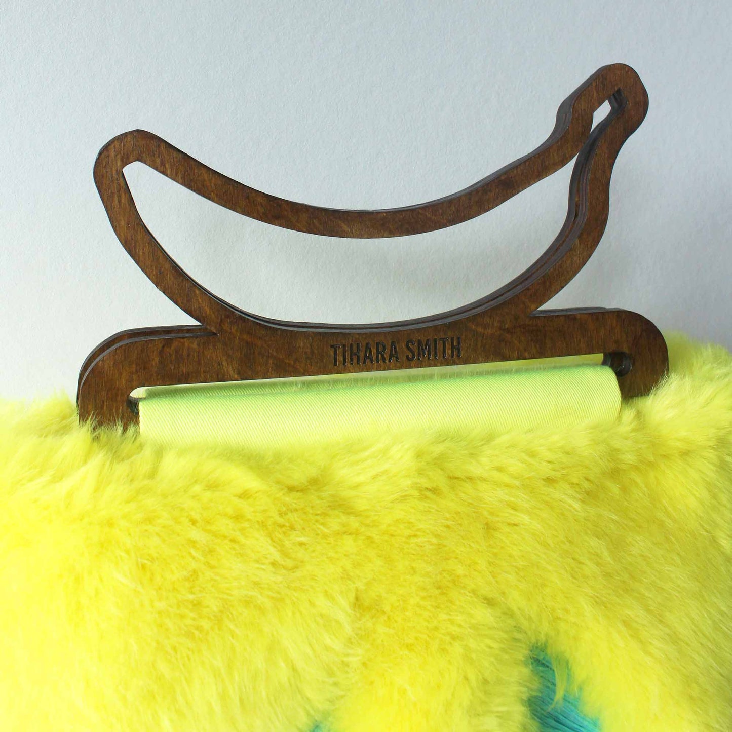 Load image into Gallery viewer, Mandeville Faux Fur Banana Handle Bag - Yellow and Blue
