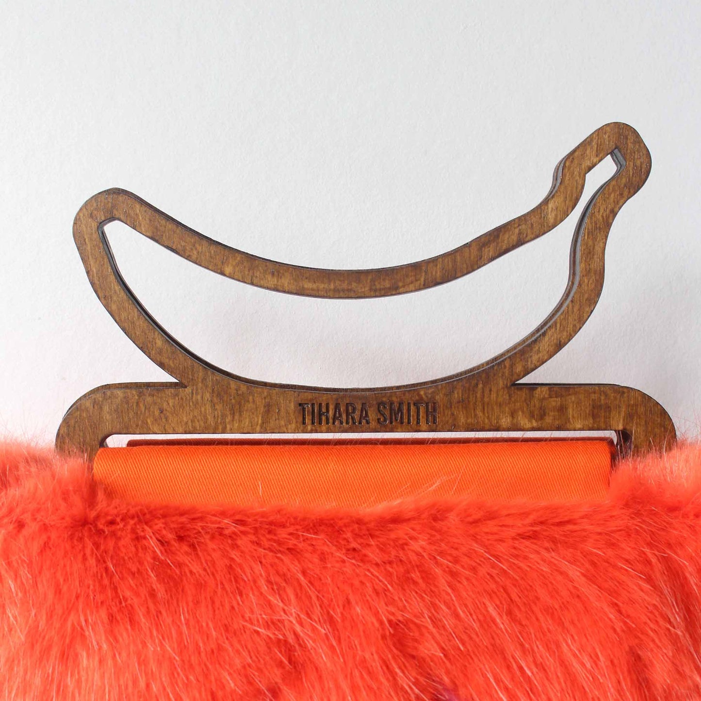 Mandeville Faux Fur Banana Handle Bag - Orange and Pink