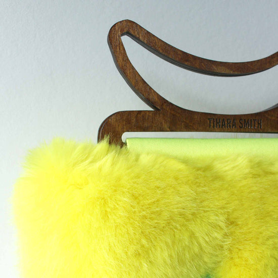 Mandeville Faux Fur Banana Handle Bag - Yellow and Blue