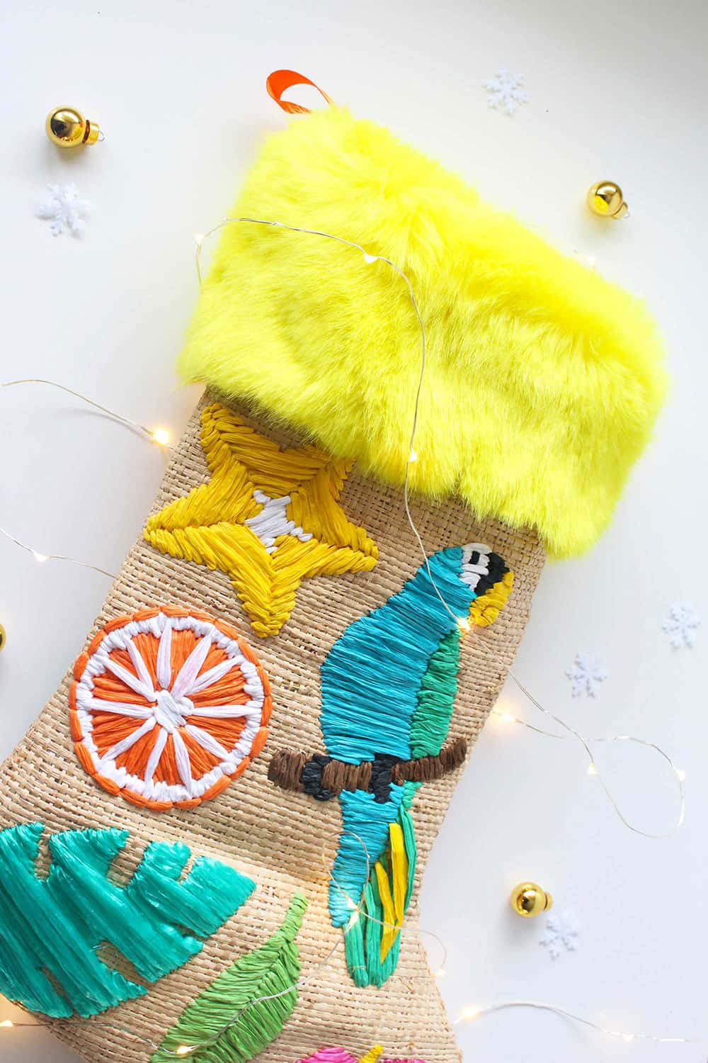Raffia Embroidered Christmas Stocking - TiharaSmith 