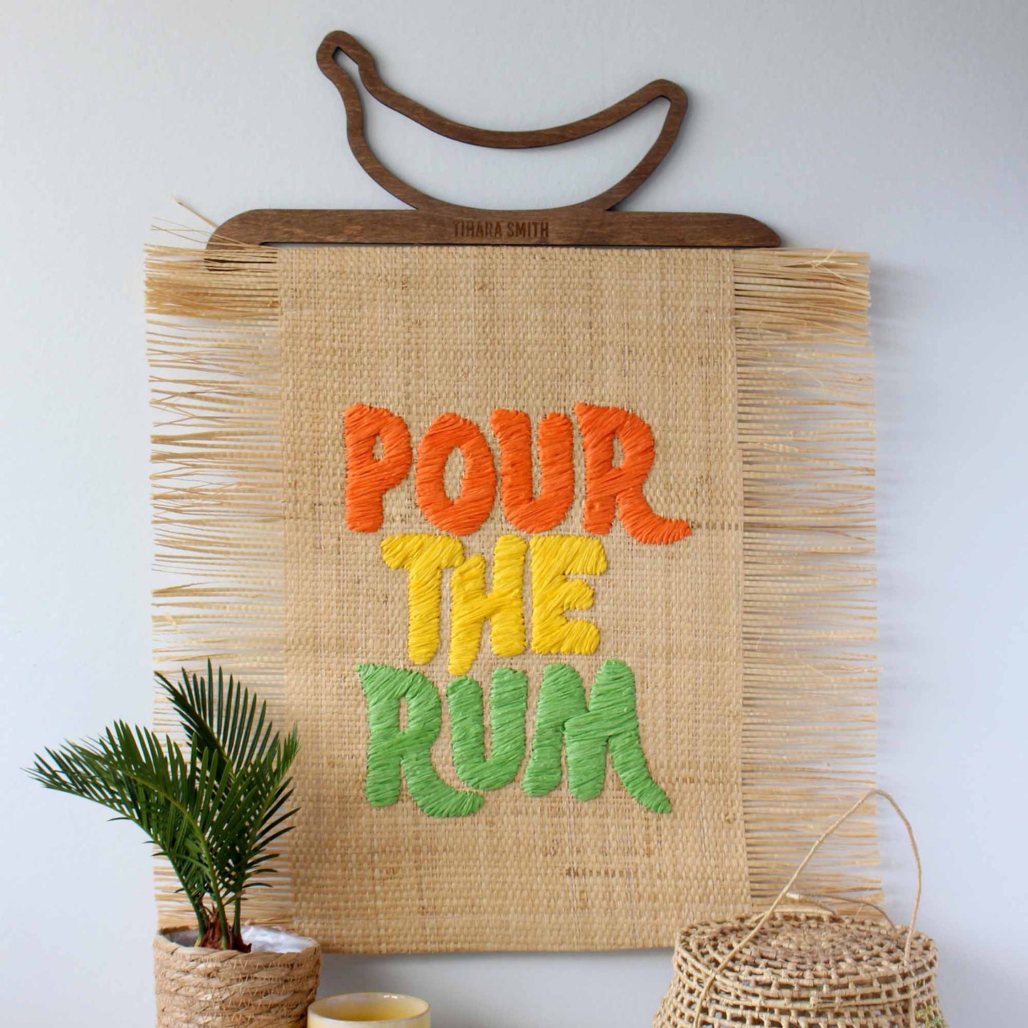 Pour the Rum Raffia Wall Hanging