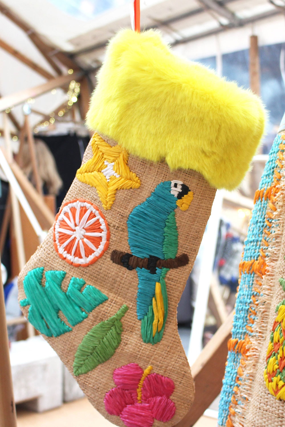 Raffia Embroidered Christmas Stocking - TiharaSmith 