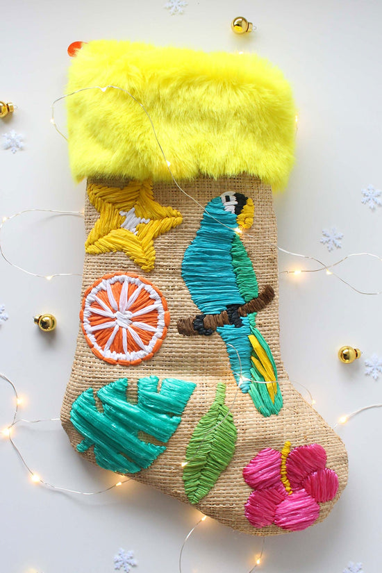 Raffia Embroidered Christmas Stocking - TiharaSmith 