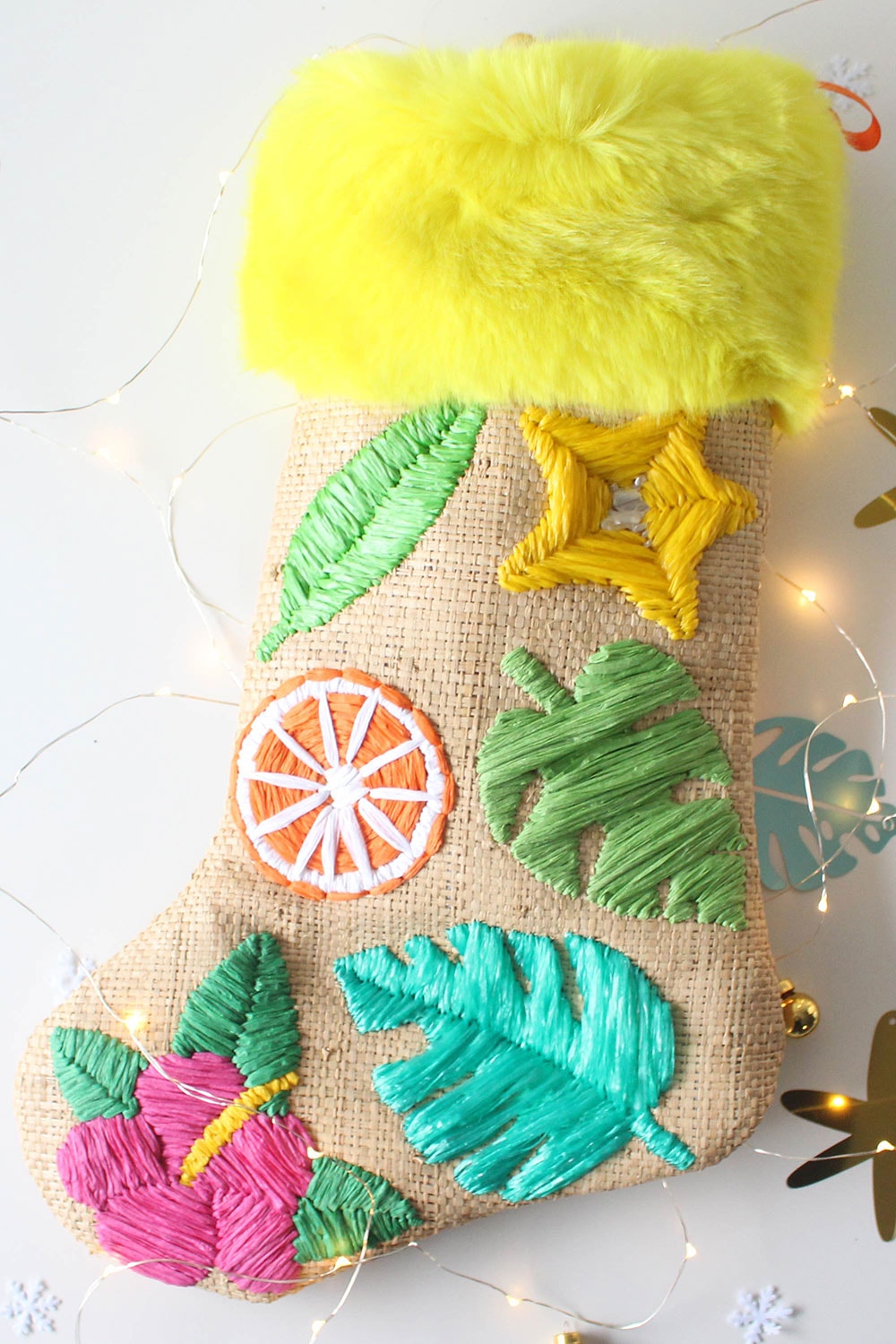 Raffia Embroidered Christmas Stocking - TiharaSmith 