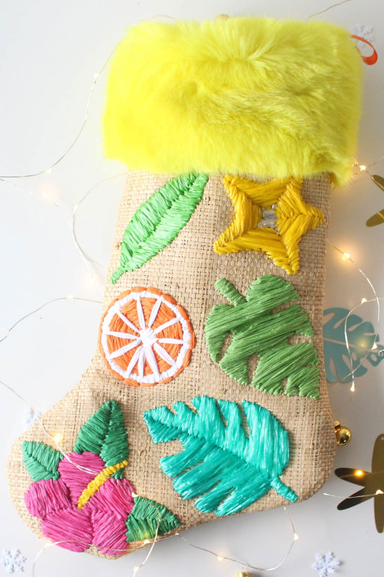 Raffia Embroidered Christmas Stocking - TiharaSmith 