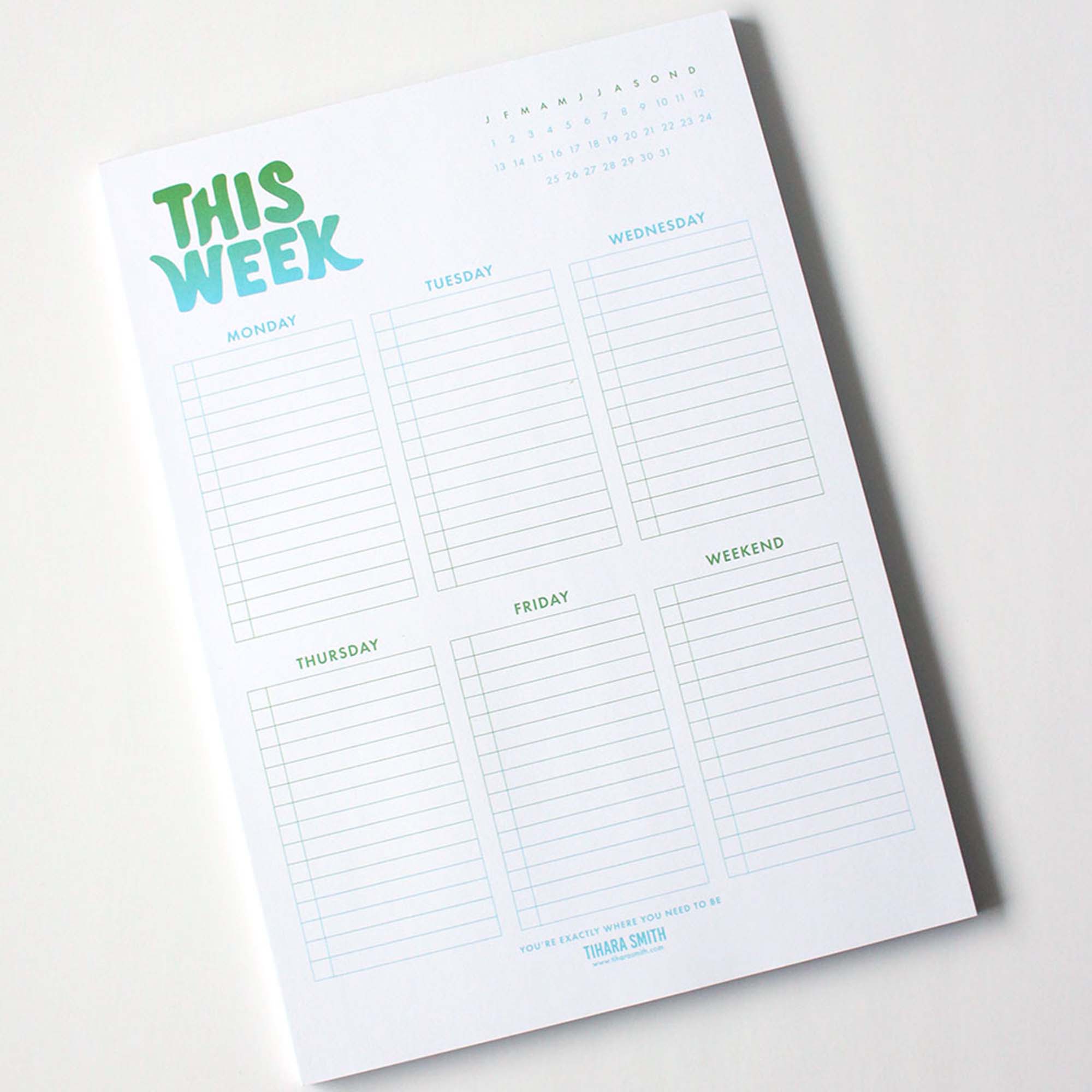 A4 Weekly Planner Notepad - Desk Pad Planner - Undated Weekly Planner ...