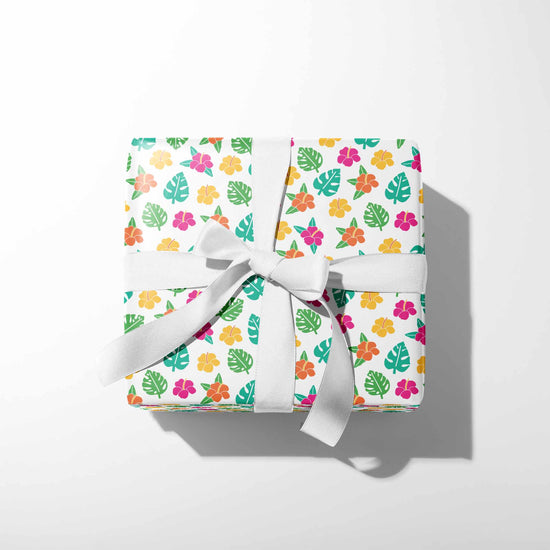 Hibiscus and Monstera Wrapping Paper